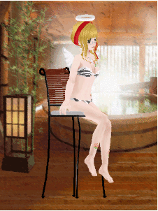 お風呂で椅子に座ってみました