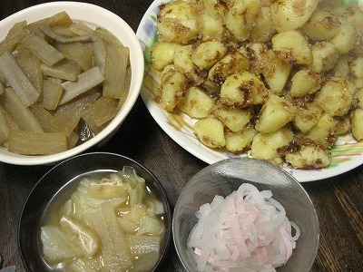 じゃがいものにんにく炒めｄｅおうち晩ご飯1.16☆012