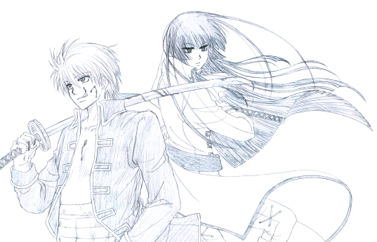 沖田総悟＆今井信女　←なんで総悟くんだけ流血（返り血）なんだよ！（￣□￣；）！！とか言っちゃダメ（笑）